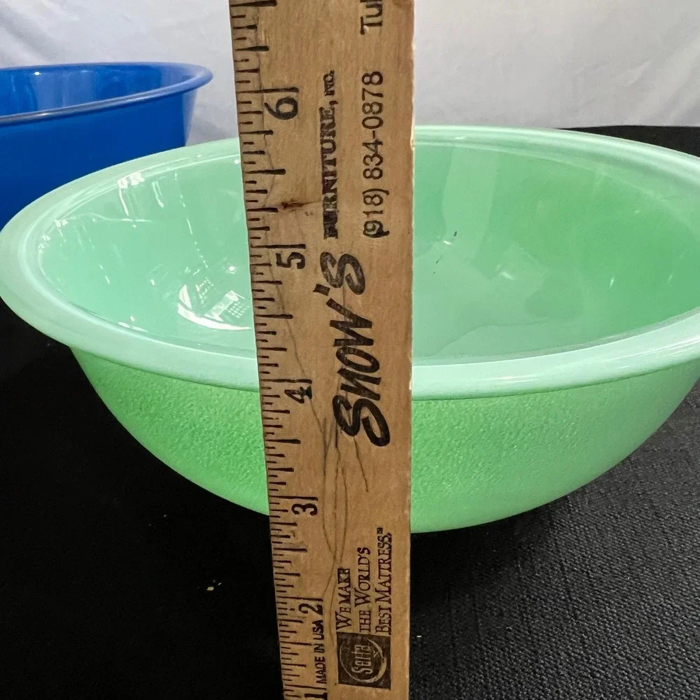 Vintage Pyrex Primary Colors Nesting Mixing Bowl Set 3 Blue Green Peach 400